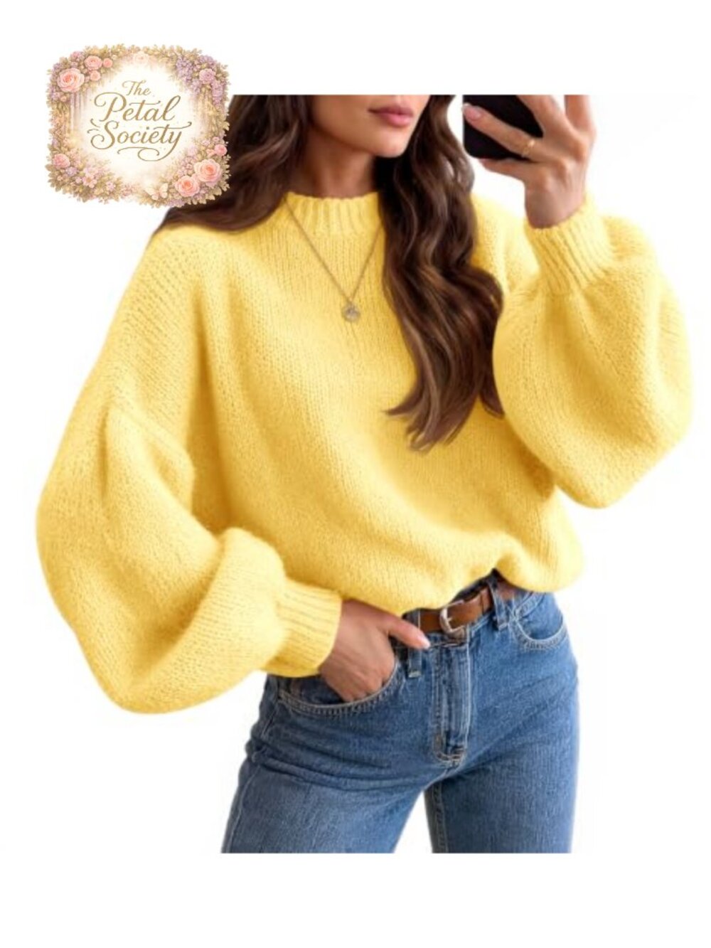 Saodimallsu Womens Crew Neck Slouchy Soft Knit Pullover Sweater